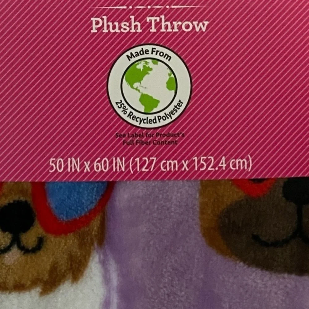 Happy Pup‎ Throw Blanket Size 50”X60”New